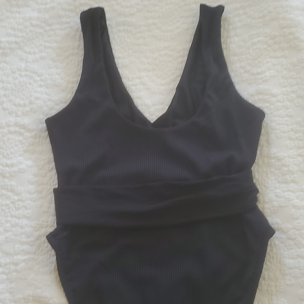 MONTCE KIM BELTED RIB ONE PIECE SWIMSUIT IN BLACK RIB/SZ:LARGE - Picture 7 of 11